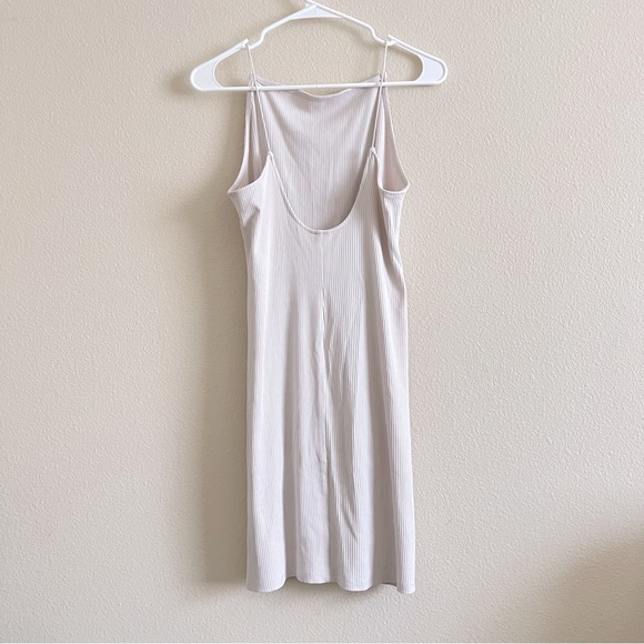 Blush Taupe Square Neck Thin Strap Low Back Bodycon Y2K Dress - Picture 8 of 10